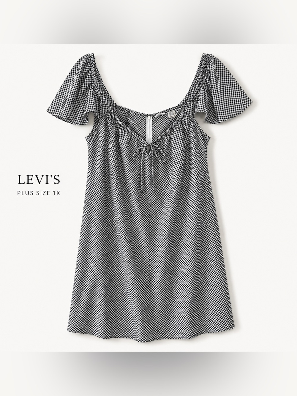 Levi’s Gingham Flutter Sleeve Tie Front Dress Plus Size 1X